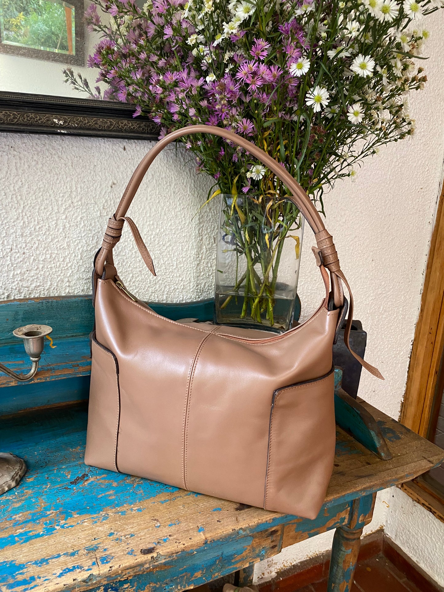 Cartera olivia cuero Canela