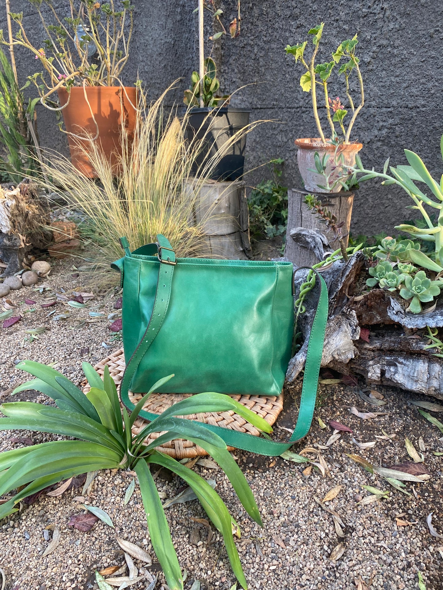 Cartera cuero Verde Lula.