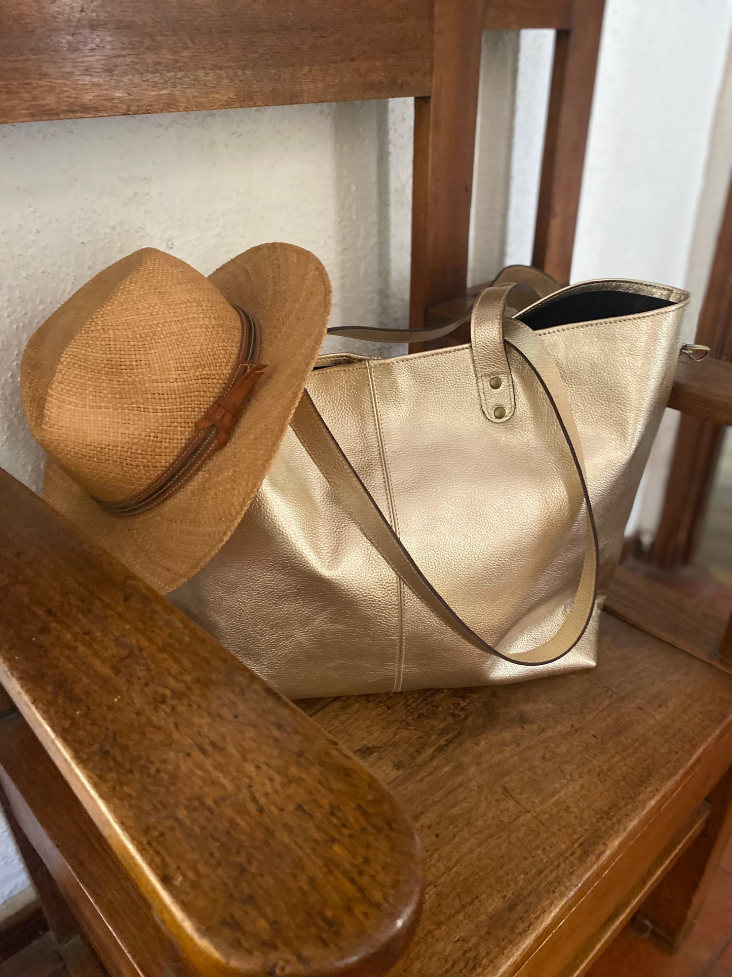 Cartera Paulina cuero Dorado