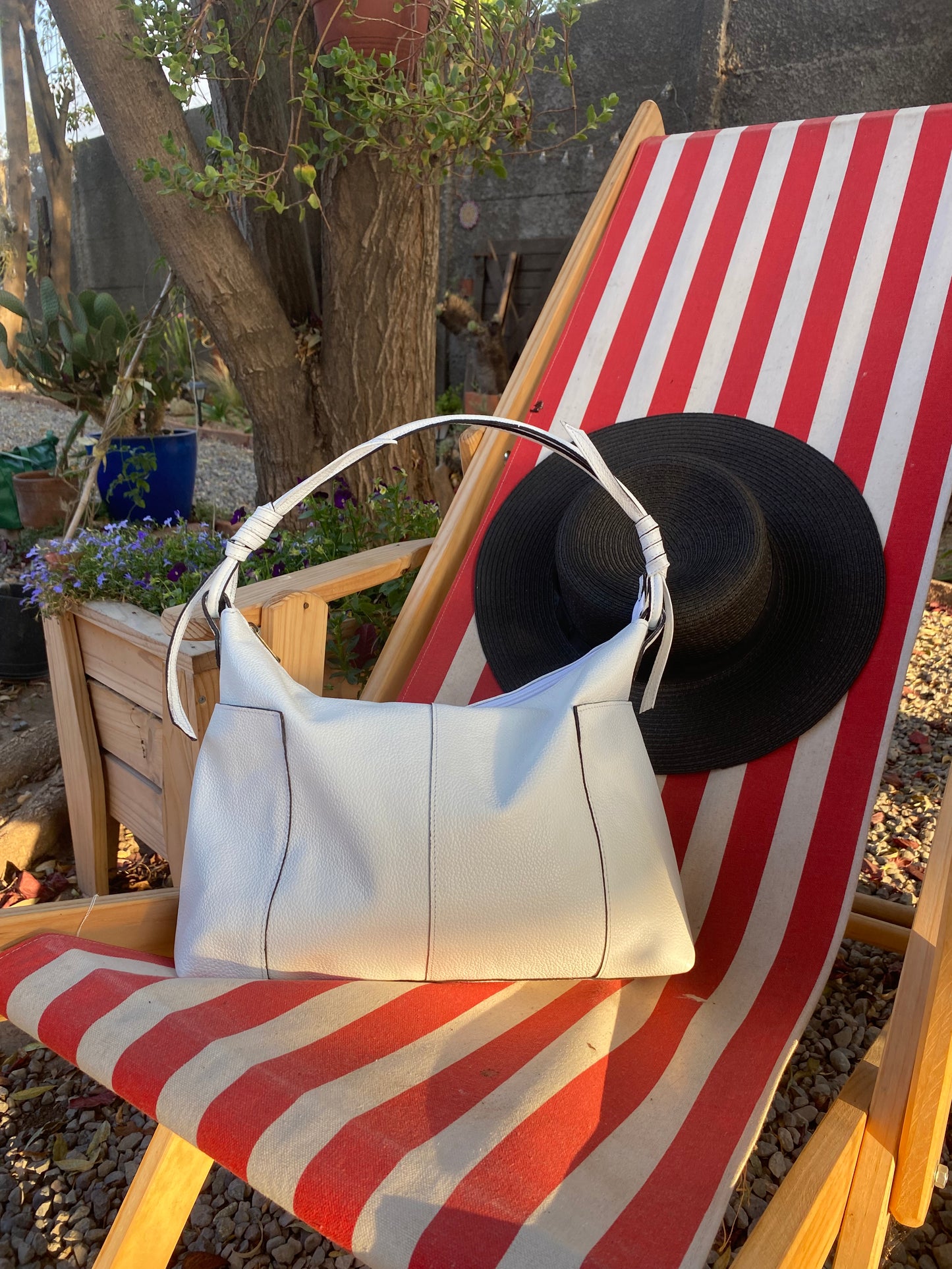 Cartera Olivia cuero blanco