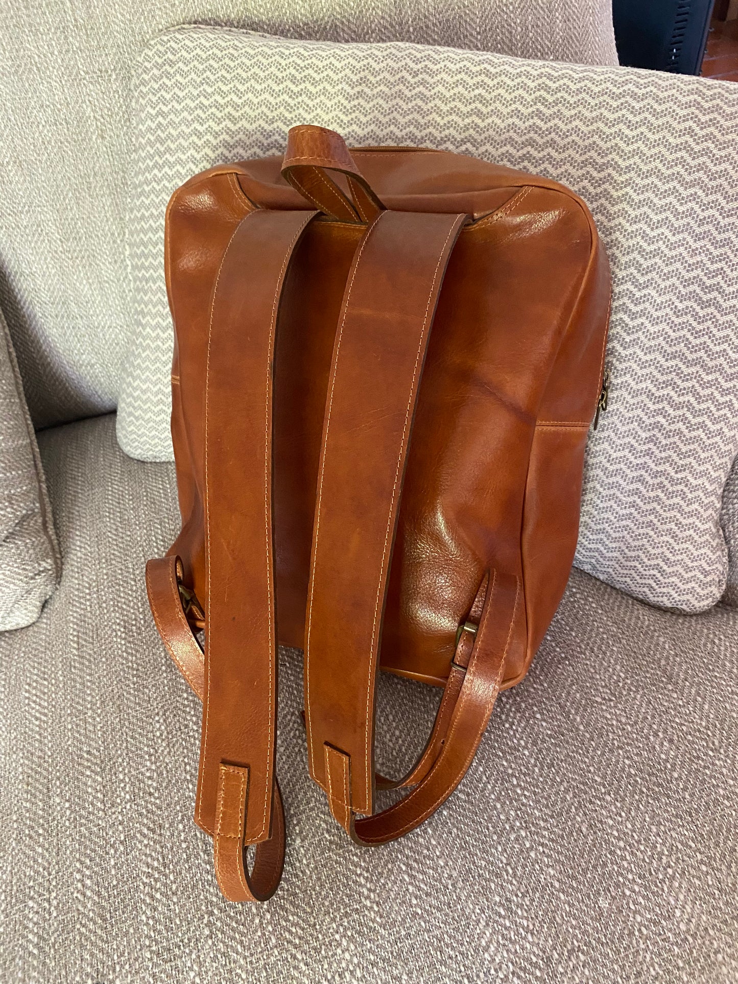 Mochila cuero Coñac