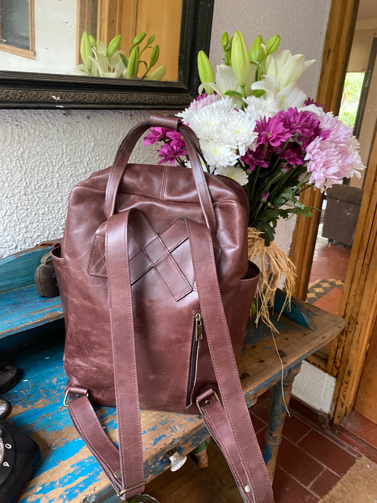 Mochila cuero chocolate