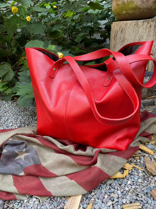 Cartera Paulina cuero Rojo.
