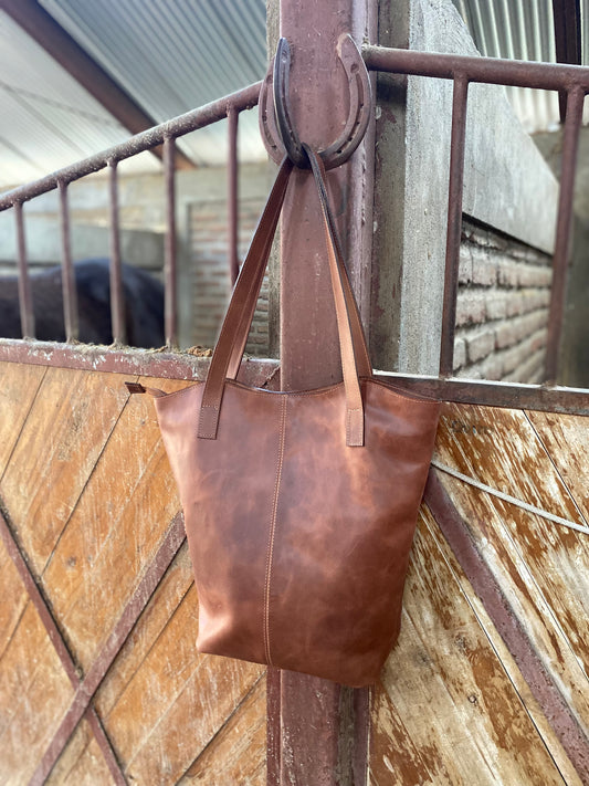 Cartera Julia cuero Castaño.