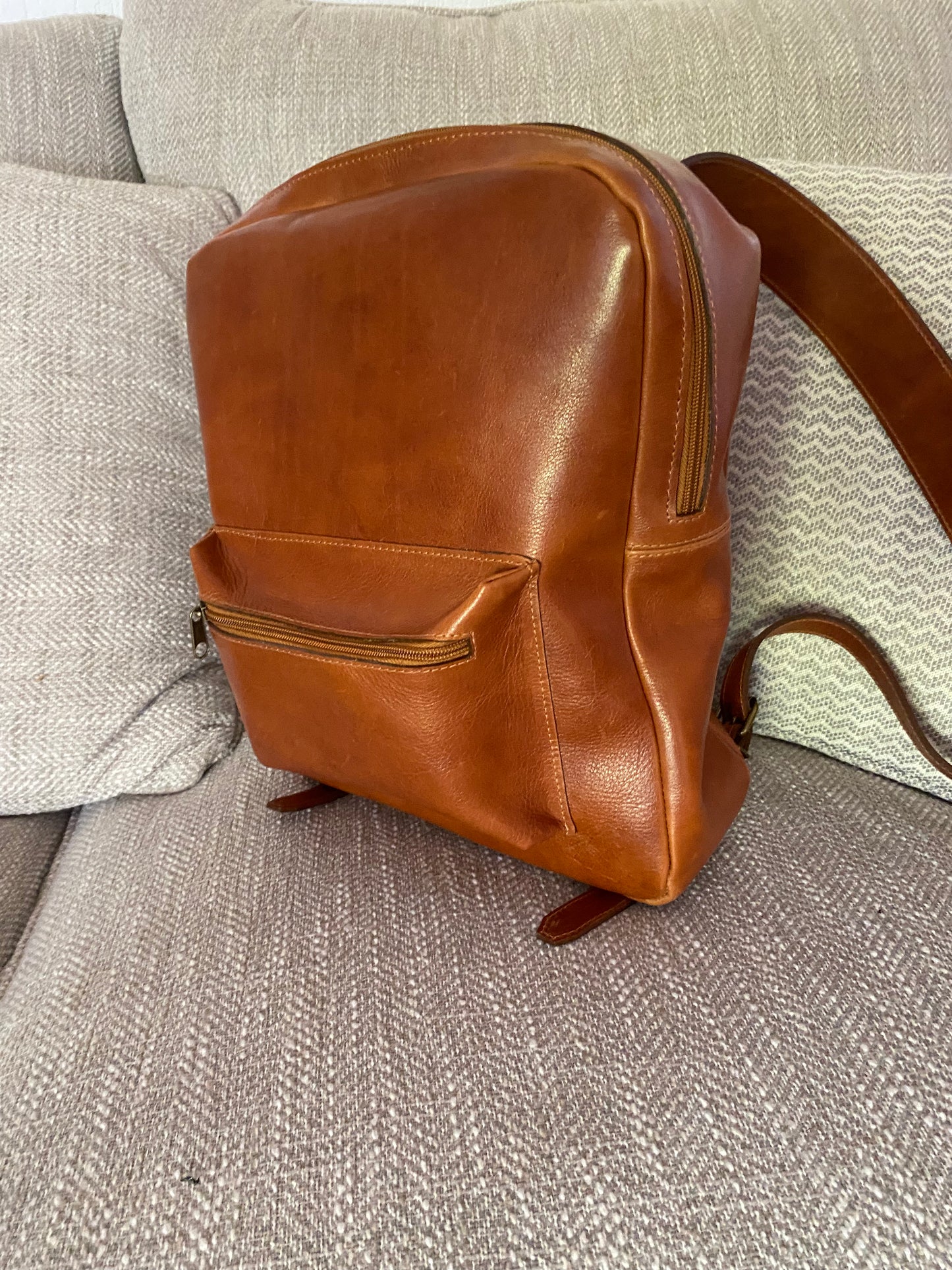 Mochila cuero Coñac
