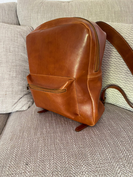Mochila cuero Coñac