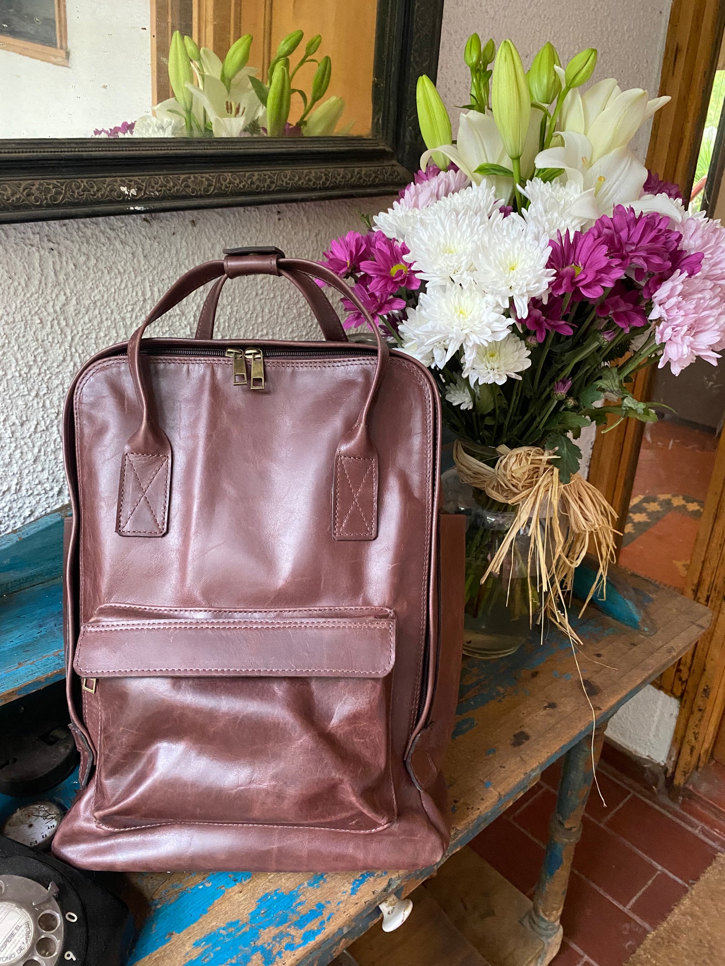 Mochila cuero chocolate